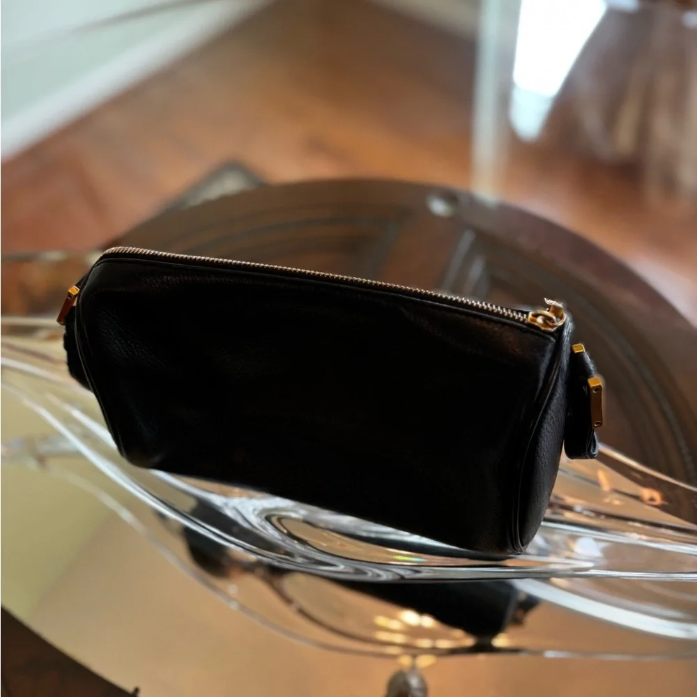 MCM Black Leather Papillion Shoulder Bag with Gold Accents - Picture 9 of 12